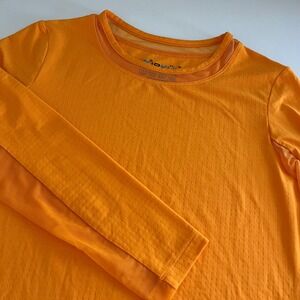 IBKUL Women's Orange Crew Neck Long Sleeve Top Small Mesh UPF 50 outdoor active